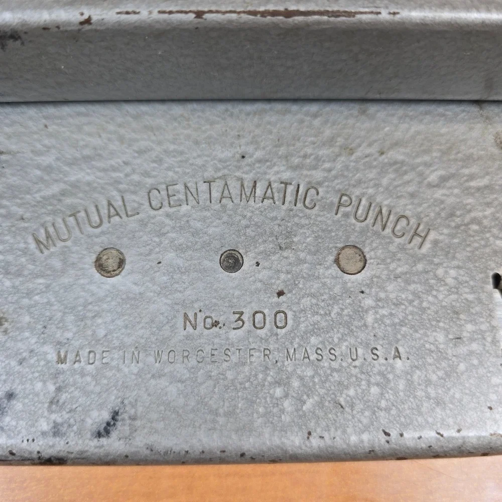 Vintage Desk MUTUAL CENTAMATIC Punch No 300 Adjustable 3 Hole Punch Made USA
